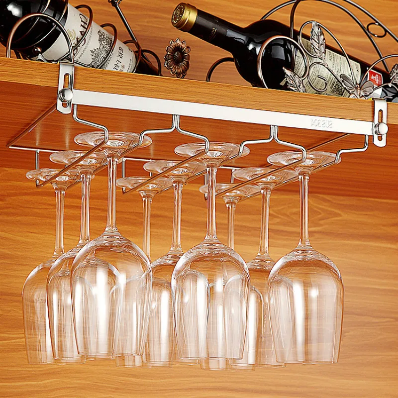 Nail Free Stainless Steel Under Cabinet Hanging Wine Glass Rack Kitchen Bar Glass Cup Storage Holder Racks WJ51206
Nail Free Stainless Steel Under Cabinet Hanging Wine Glass Rack Kitchen Bar Glass Cup Storage Holder Racks WJ51206