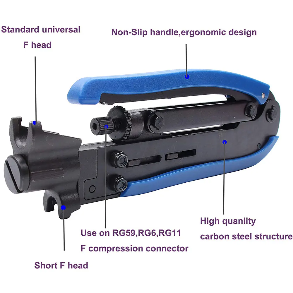 Multi-Tools Crimping Pliers Compression Wire Crimper Plier Crimping Hand Tool For RG59 RG6 RG11 Cable F Coaxial Connectors Cable