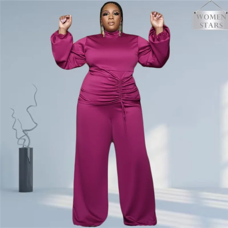 Adogirl Plus Size Two Piece Set Outfits Women Clothes Solid Bandage Top Elastic Waist Wide Leg Pants Casual Fall Office Lady
Adogirl Plus Size Two Piece Set Outfits Women Clothes Solid Bandage Top Elastic Waist Wide Leg Pants Casual Fall Office Lady