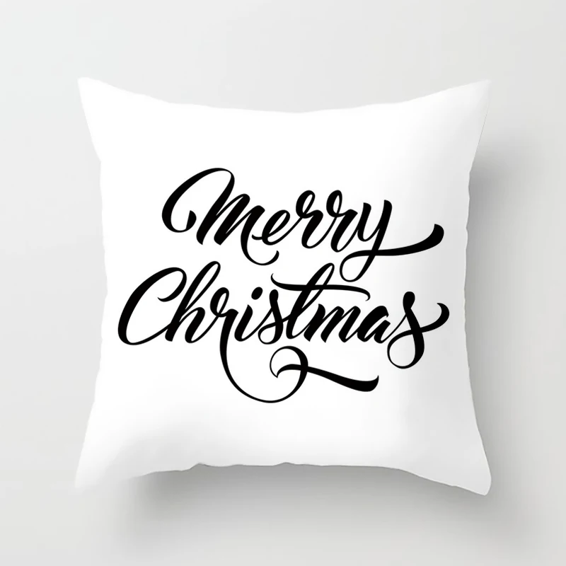 Christmas Decoration Black White Elk Letter Pattern 45*45cm Polyester Pillow Case Sofa Home Decor Soft Throw Pillowcover 40977 | Дом и сад