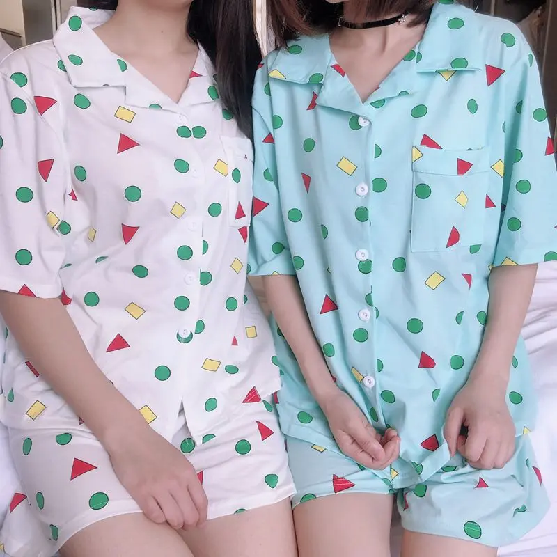 Womens Cute Crayon Pajamas Set Turn-down Collar Pyjamas Short Sleeves Suit Soft Female Sleepwear Summer Homewear
Womens Cute Crayon Pajamas Set Turn-down Collar Pyjamas Short Sleeves Suit Soft Female Sleepwear Summer Homewear