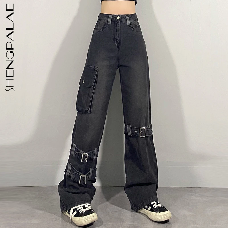 SHENGPALAE High Street Zipper Binding Jeans Women's Spring 2021 New High Waist Straight Loose Pocket Denim Cargo Pants 5B349
SHENGPALAE High Street Zipper Binding Jeans Women's Spring 2021 New High Waist Straight Loose Pocket Denim Cargo Pants 5B349