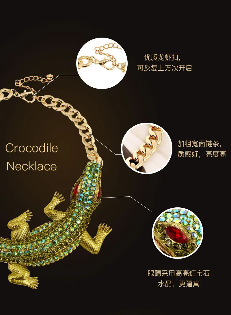 2020 New Women Big Choker Statement Necklaces Green Rhinestones Crocodile Necklace Gold Chain Jewelry Animal Crystal Necklace
2020 New Women Big Choker Statement Necklaces Green Rhinestones Crocodile Necklace Gold Chain Jewelry Animal Crystal Necklace