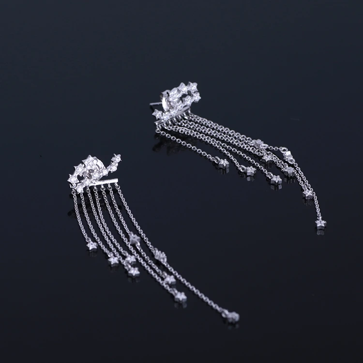 European and American fashion s925 silver color shining starry temperament tassel stars detachable a variety of wearing earrings
European and American fashion s925 silver color shining starry temperament tassel stars detachable a variety of wearing earrings