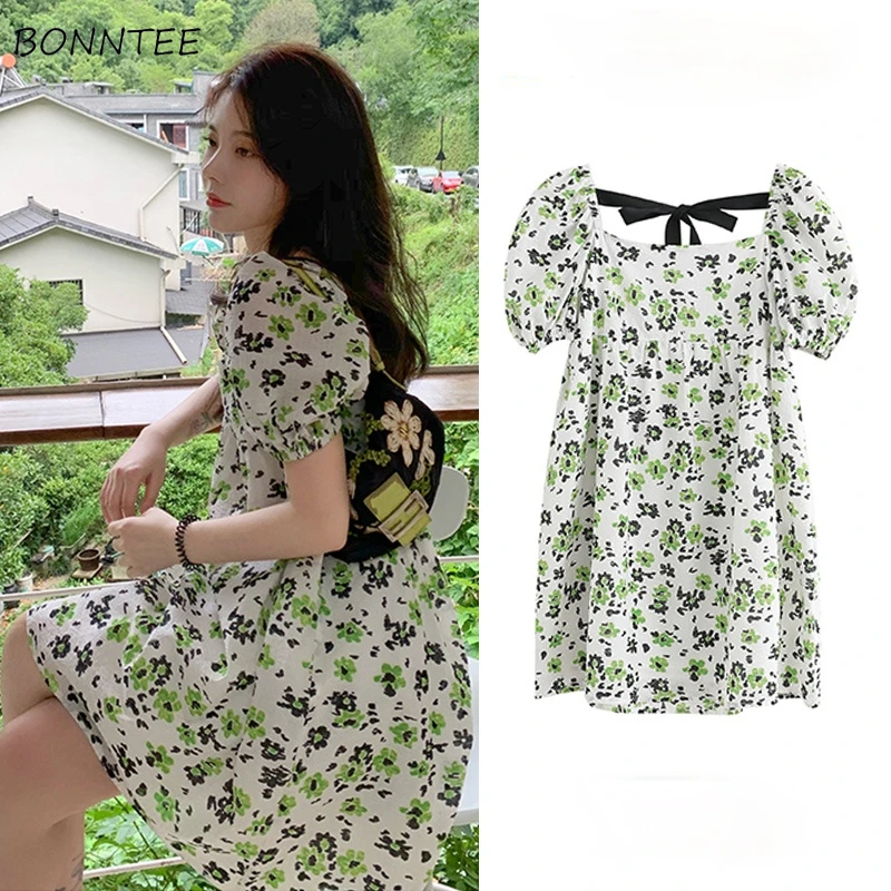 Dresses Women Floral Backless Square Collar Kawaii Lovely Sweet Streetwear Style Ulzzang BF Short Sleeve Mini Vestdios Female
Dresses Women Floral Backless Square Collar Kawaii Lovely Sweet Streetwear Style Ulzzang BF Short Sleeve Mini Vestdios Female