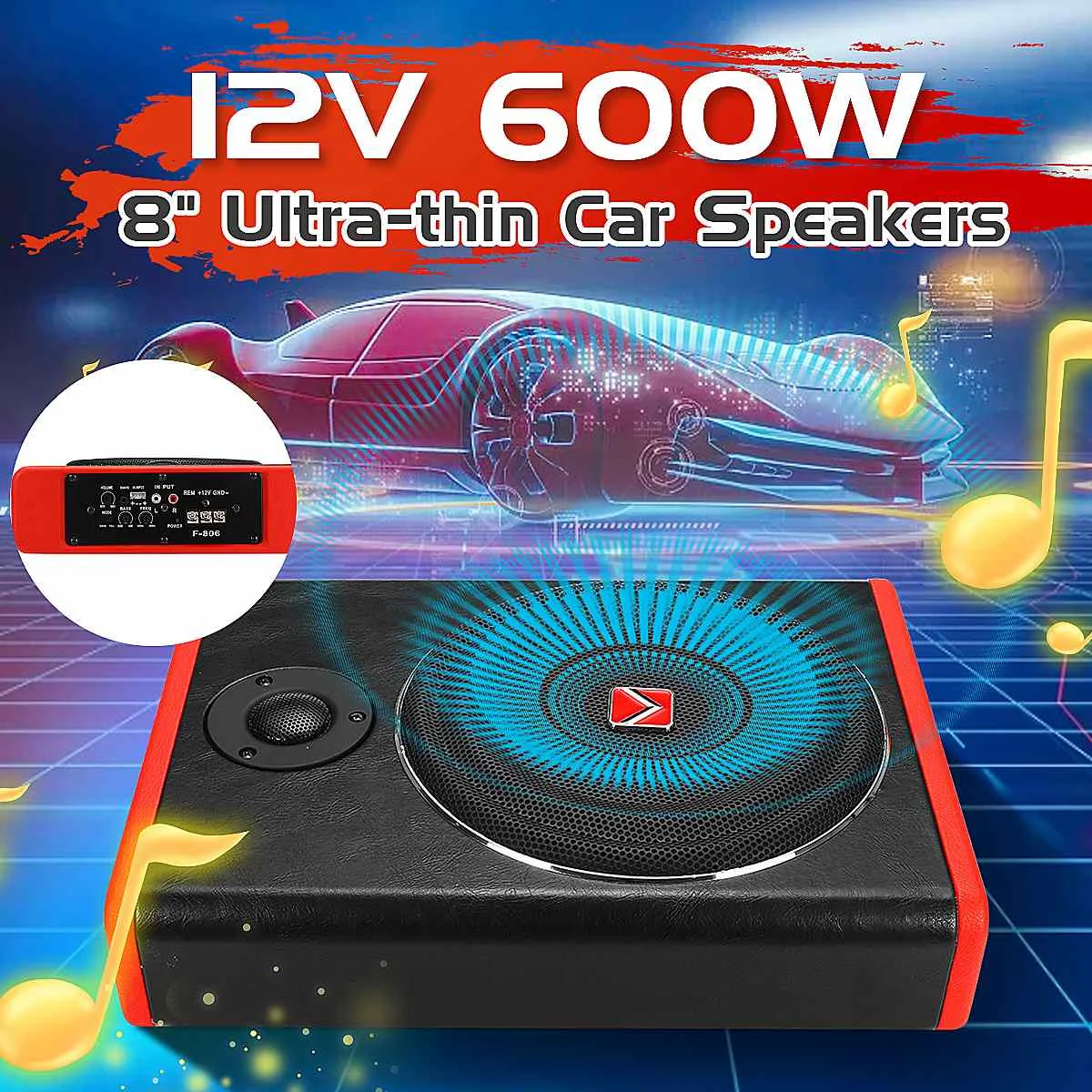 12V Car Subwoofer 8 Inch 600W Woofer Speaker Slim Single Channel Power Amplifier 20Hz to 25KHz Under Seat Active Subwoofer
12V Car Subwoofer 8 Inch 600W Woofer Speaker Slim Single Channel Power Amplifier 20Hz to 25KHz Under Seat Active Subwoofer