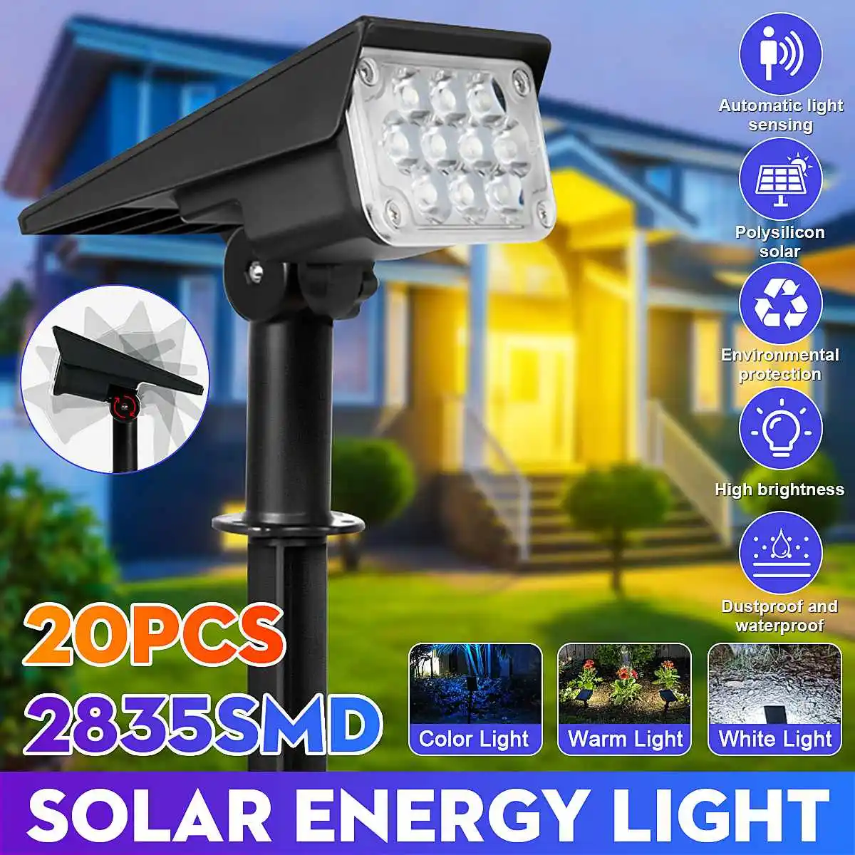 1800mA IP65 Waterproof Solar 20LEDs Garden Light LED Landscape Lawn Lamp Path Lighting Spotlight
1800mA IP65 Waterproof Solar 20LEDs Garden Light LED Landscape Lawn Lamp Path Lighting Spotlight