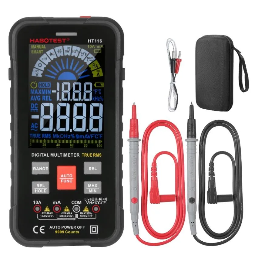 Digital Multimeter 9999 Counts DMM Voltmeter True RMS AC DC NCV Voltage Meter Smart Ammeter Auto Range Capacitance Tester
Digital Multimeter 9999 Counts DMM Voltmeter True RMS AC DC NCV Voltage Meter Smart Ammeter Auto Range Capacitance Tester