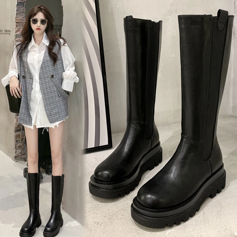 

2021 new autumn and winter Martin thick the same paragraph British style knight boots 2393