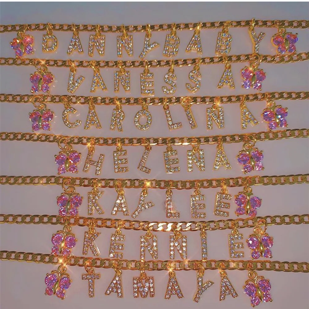 Bling Butterfly Pendant Custom Name Necklace for Women Crystal Rhinestone A-Z Letters Diy Any Words Choker Necklace Jewelry Gift
Bling Butterfly Pendant Custom Name Necklace for Women Crystal Rhinestone A-Z Letters Diy Any Words Choker Necklace Jewelry Gift
