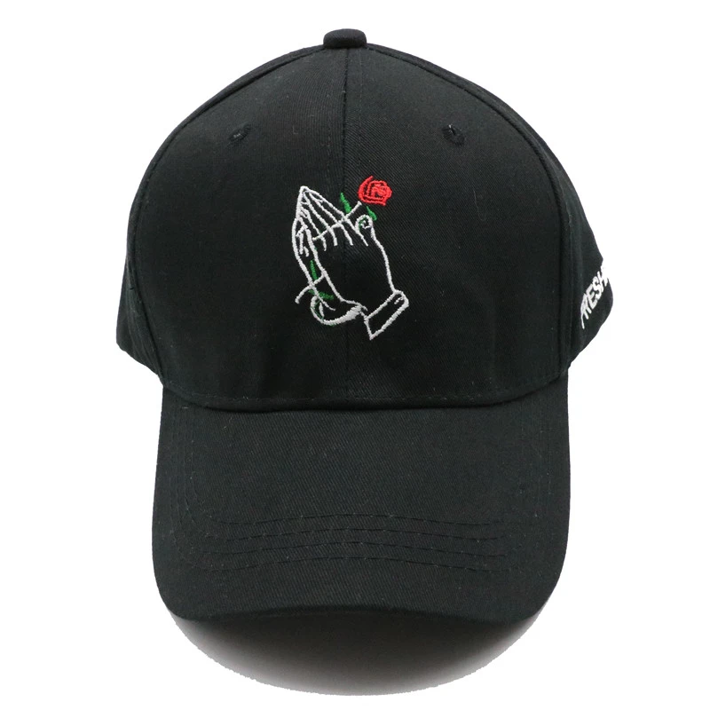 

Holding the Rose in Both Hands Embroidery Simple Style Baseball Caps Men Women Snapback Hat Travel Sunscreen Caps Dad Hats BQ076