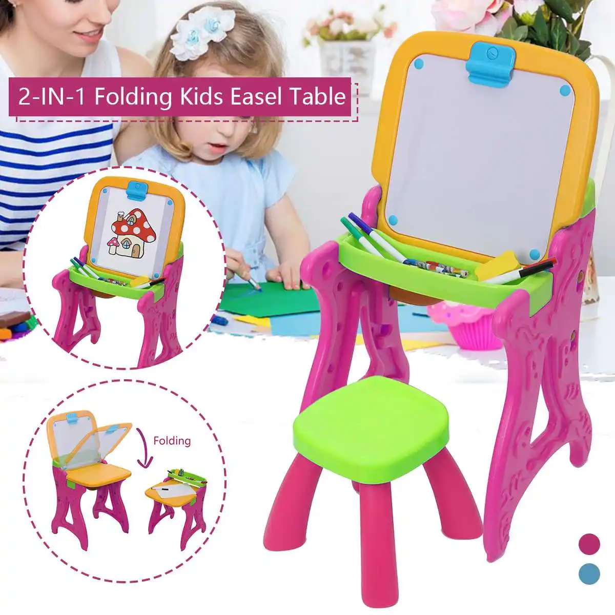 2 in 1 Art Desk Foldable Children Tables Whiteboard Dust-free Magnetic Bracket Type Writing Board Erasable Graffiti Board
2 in 1 Art Desk Foldable Children Tables Whiteboard Dust-free Magnetic Bracket Type Writing Board Erasable Graffiti Board