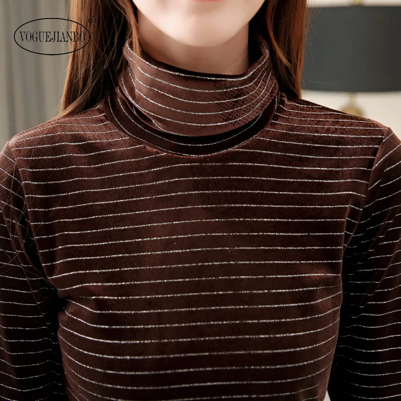 2020 spring striped shirt top turtleneck gold velvet bottoming shirt warm shirt long sleeve women bluzki damskie blouse
2020 spring striped shirt top turtleneck gold velvet bottoming shirt warm shirt long sleeve women bluzki damskie blouse