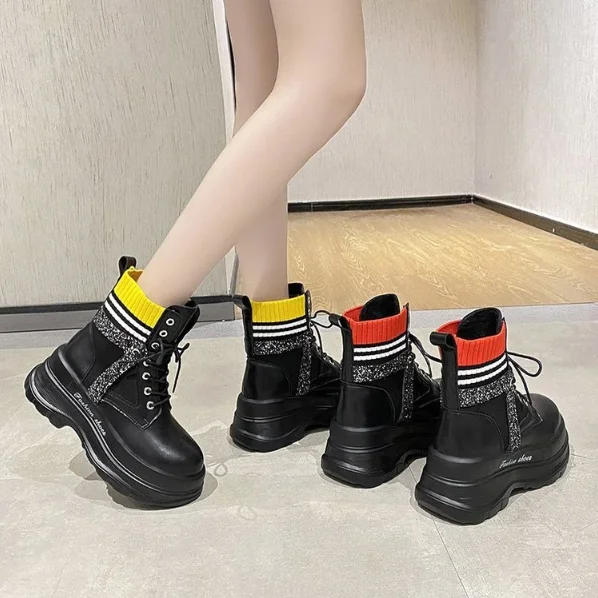 Round Toe Ankle Boots Winter Women Shoes 7CM High Platform Motorcycle Boots Ladies Chunky Sneakers Lace-up Short Boots Woman New
Round Toe Ankle Boots Winter Women Shoes 7CM High Platform Motorcycle Boots Ladies Chunky Sneakers Lace-up Short Boots Woman New