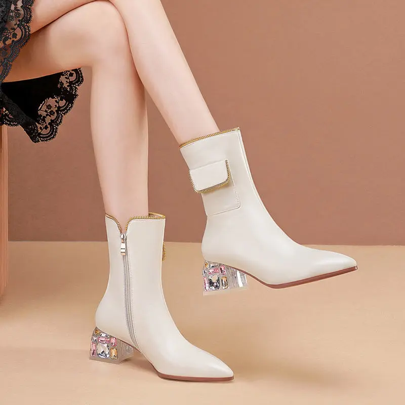 2021 New Crystal Heel Short Boots Women's Spring and Autumn Single Boots Thick Heel Middle Heel Pointed Martin Boots Cowboy Boot
2021 New Crystal Heel Short Boots Women's Spring and Autumn Single Boots Thick Heel Middle Heel Pointed Martin Boots Cowboy Boot