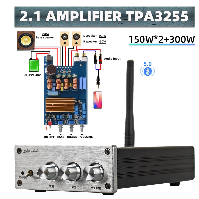 Готовая продукция HIFIDIY machine 2 1 сабвуфер динамик усилитель TPA3255 аудио 150 Вт * + 300 Sub AMP