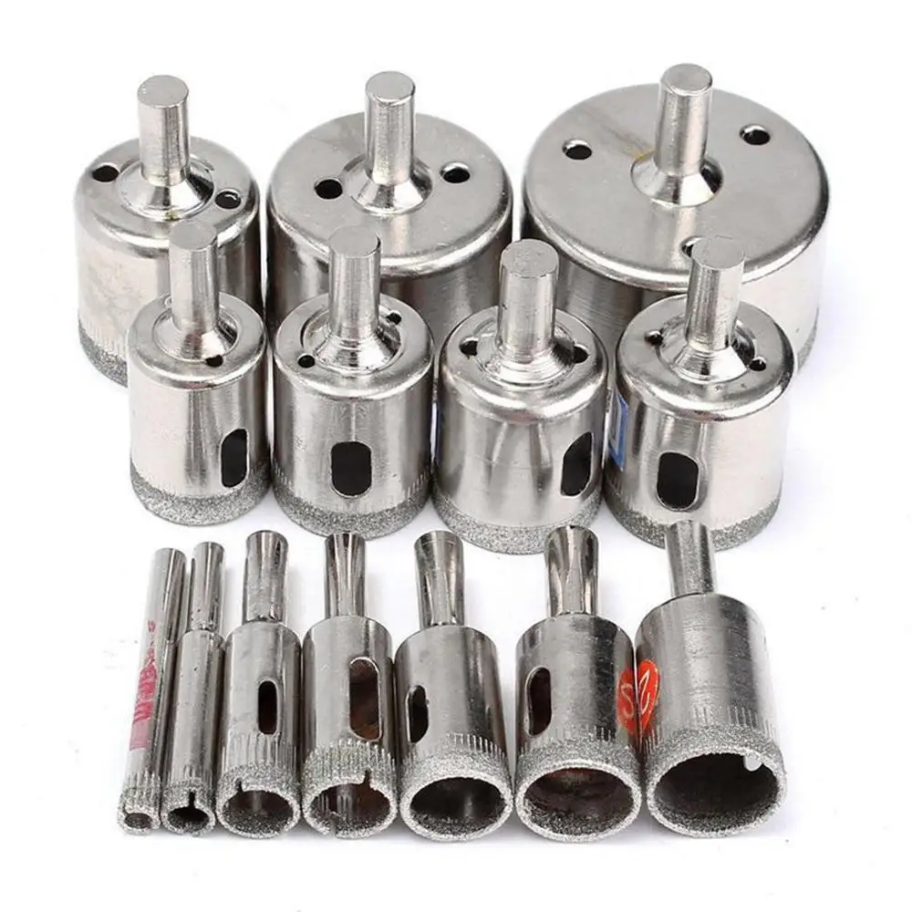 15pcs Diamond Coated Drill Bit Set Glass Ceramic Tile Marble Hole Saw Drilling Opener Set Power Tool Accessories 6-50MM
15pcs Diamond Coated Drill Bit Set Glass Ceramic Tile Marble Hole Saw Drilling Opener Set Power Tool Accessories 6-50MM