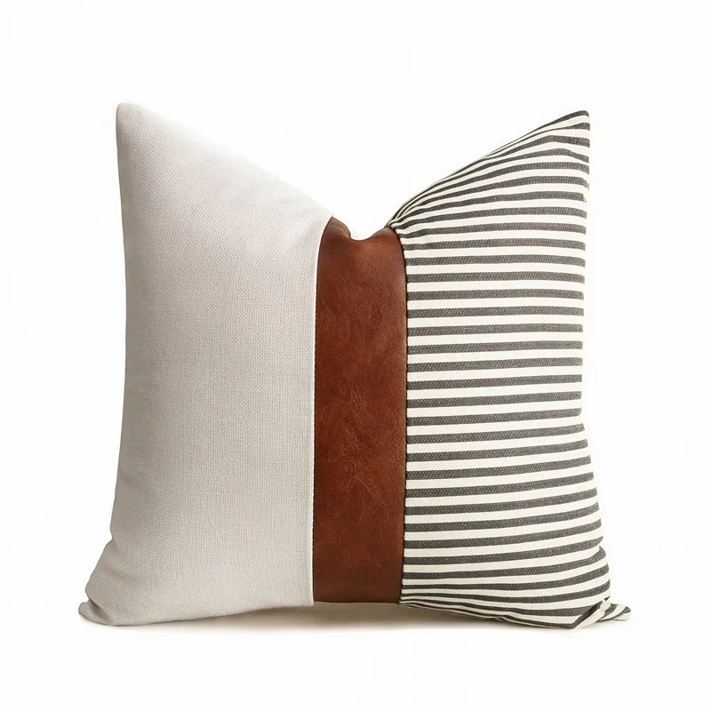 Nordic PU Leather Throw Pillow Cover Decor Stripe Canvas Patchwork Pillowcases for Sofa Bed Car Seat Square Cushion Covers 45*45
Nordic PU Leather Throw Pillow Cover Decor Stripe Canvas Patchwork Pillowcases for Sofa Bed Car Seat Square Cushion Covers 45*45