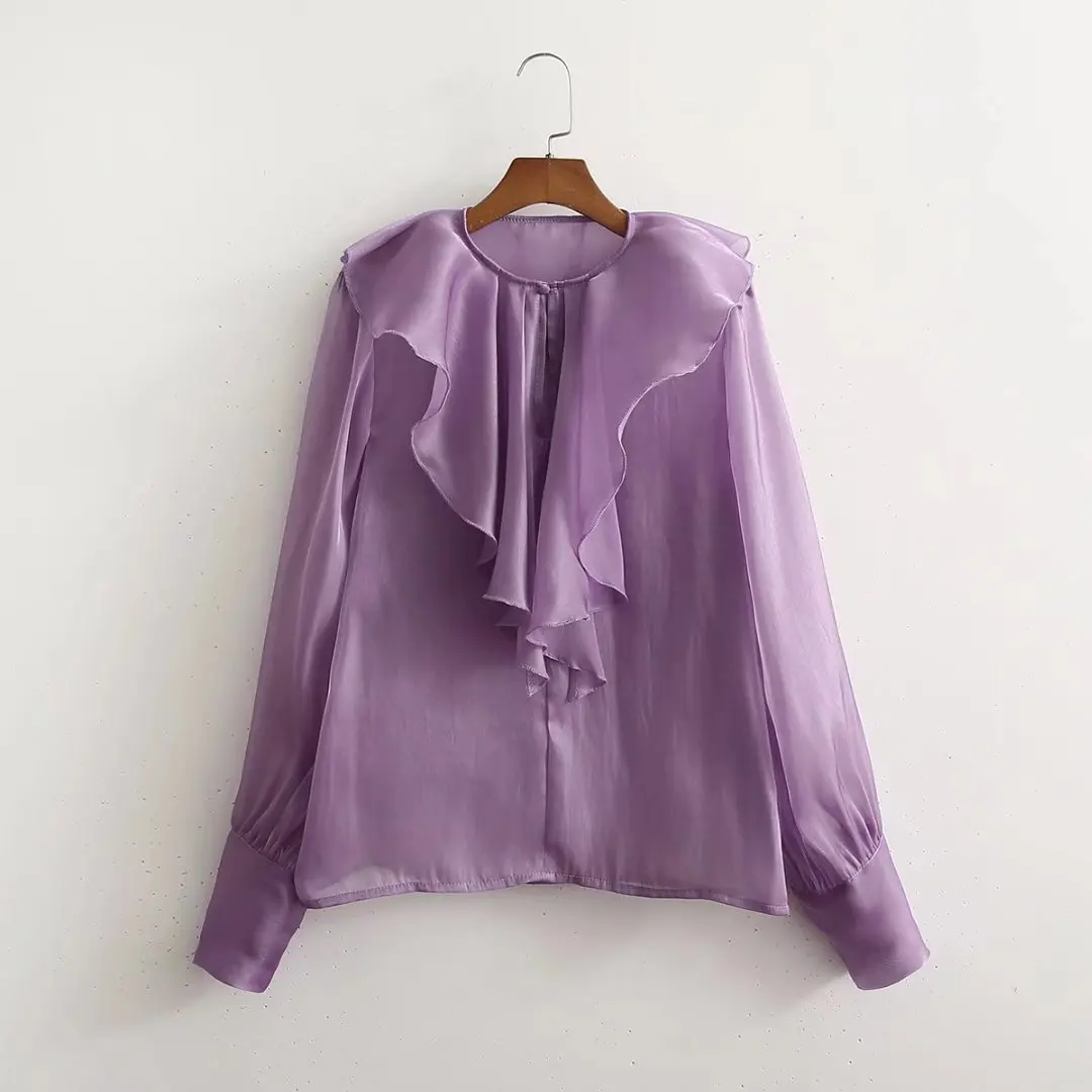 Pinkou Women Elegant Ruffled Blouse O Neck Long Sleeve Shirts Lavender Color Female Sweet Top blusas LA326
Pinkou Women Elegant Ruffled Blouse O Neck Long Sleeve Shirts Lavender Color Female Sweet Top blusas LA326