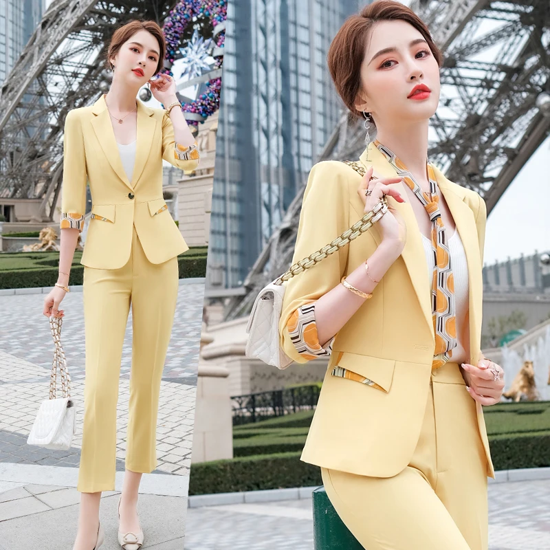 Fashion Ladies Business Wear Quality Two Piece Set Women Half Sleeve Slim Jackets Blazers Women And Straight-Leg Pants LS002
Fashion Ladies Business Wear Quality Two Piece Set Women Half Sleeve Slim Jackets Blazers Women And Straight-Leg Pants LS002