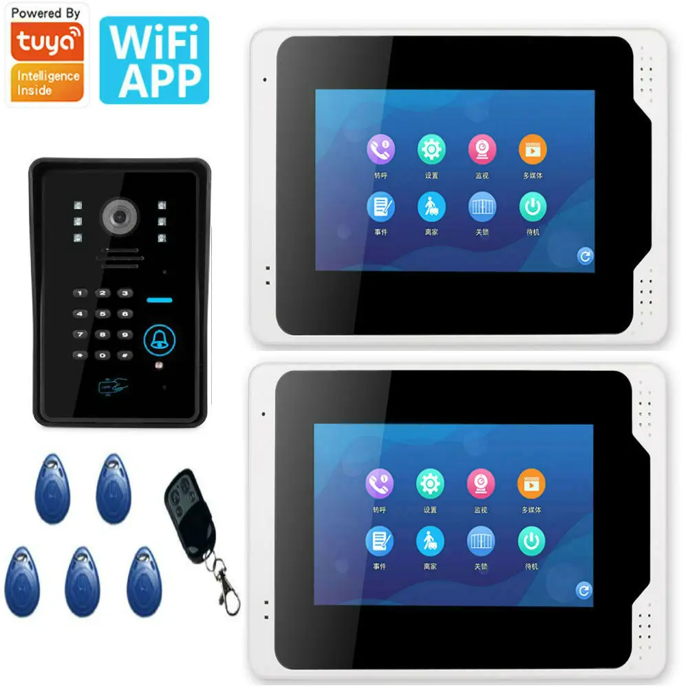 Видеодомофон, 7 дюймов, проводной/беспроводной, Wi-Fi, RFID, с паролем, дверной звонок, домофон, система входа с ИК-камерой 1080P 
Видеодомофон, 7 дюймов, проводной/беспроводной, Wi-Fi, RFID, с паролем, дверной звонок, домофон, система входа с ИК-камерой 1080P