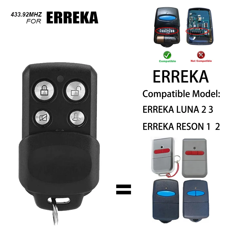 Пульт дистанционного управления гаража ERREKA Луна 2 луна 3 RESON1 RESON2 433 92 МГц