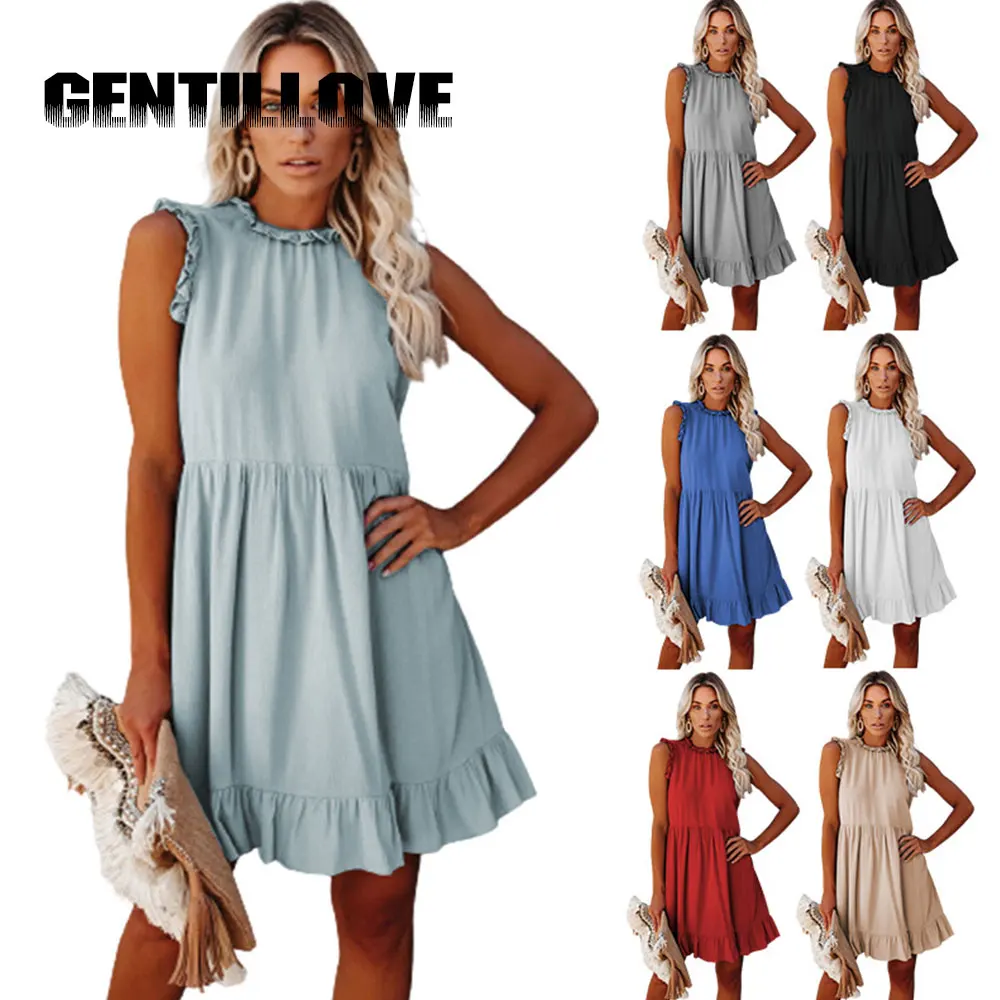 Gentillove Women Ruffles A-Line Casual Mini Dress Solid Basic Loose Round Neck Off Shoulder Sleeveless Ruched Summer Party
Gentillove Women Ruffles A-Line Casual Mini Dress Solid Basic Loose Round Neck Off Shoulder Sleeveless Ruched Summer Party