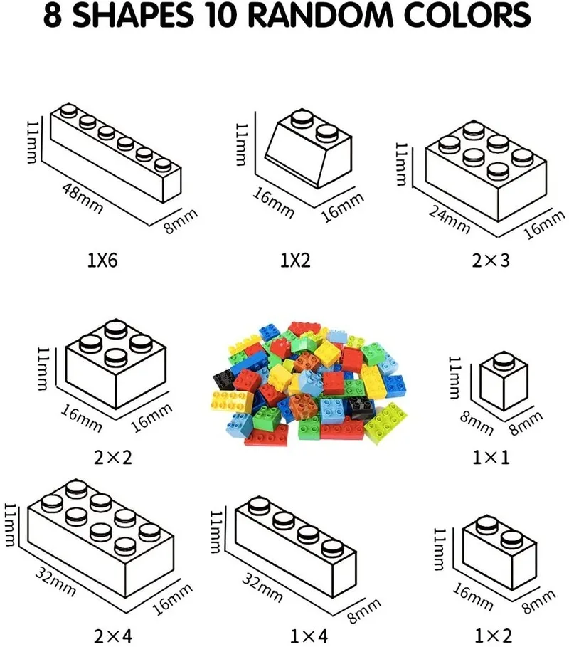 Basic Building Blocks In Random Colors Shapes 1000 Pcs Bulk Building Bricks for Children Boy Girl Compatible To All Major Brands
Basic Building Blocks In Random Colors Shapes 1000 Pcs Bulk Building Bricks for Children Boy Girl Compatible To All Major Brands