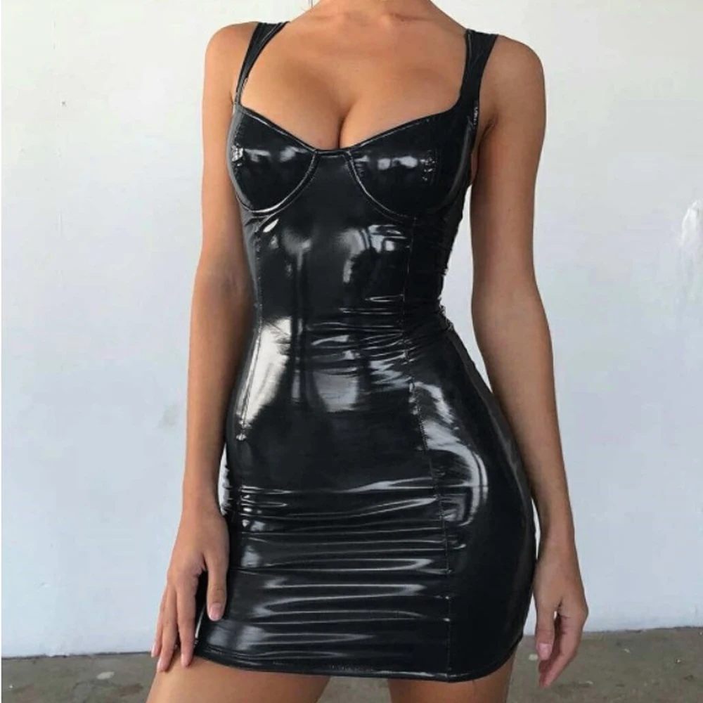 Sexy Backless Club Party Short Dress Women Sexy/Sissy Dress Latex Faux Leather Bodycon Party Club Dress Solid Sexy Dress
Sexy Backless Club Party Short Dress Women Sexy/Sissy Dress Latex Faux Leather Bodycon Party Club Dress Solid Sexy Dress