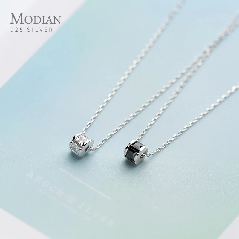 Цепочка Modian с круглым кулоном из черного и прозрачного циркона модное ожерелье