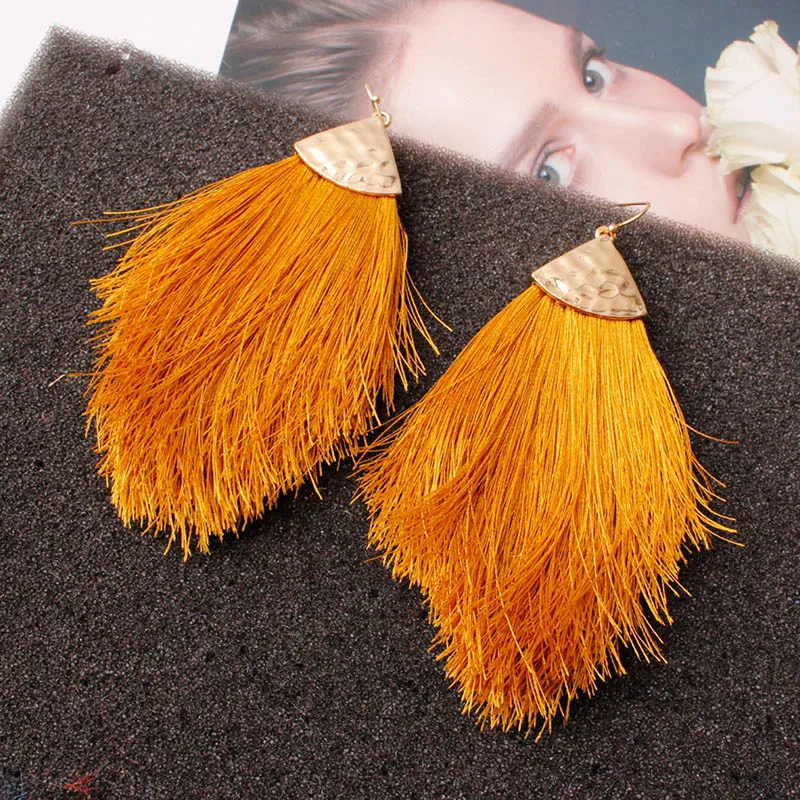 BTWGL Fashion Europe And The United States Big Colorful Neon Tassel Earrings Net Red Pendant Women'S Jewelry Wholesale | Украшения и