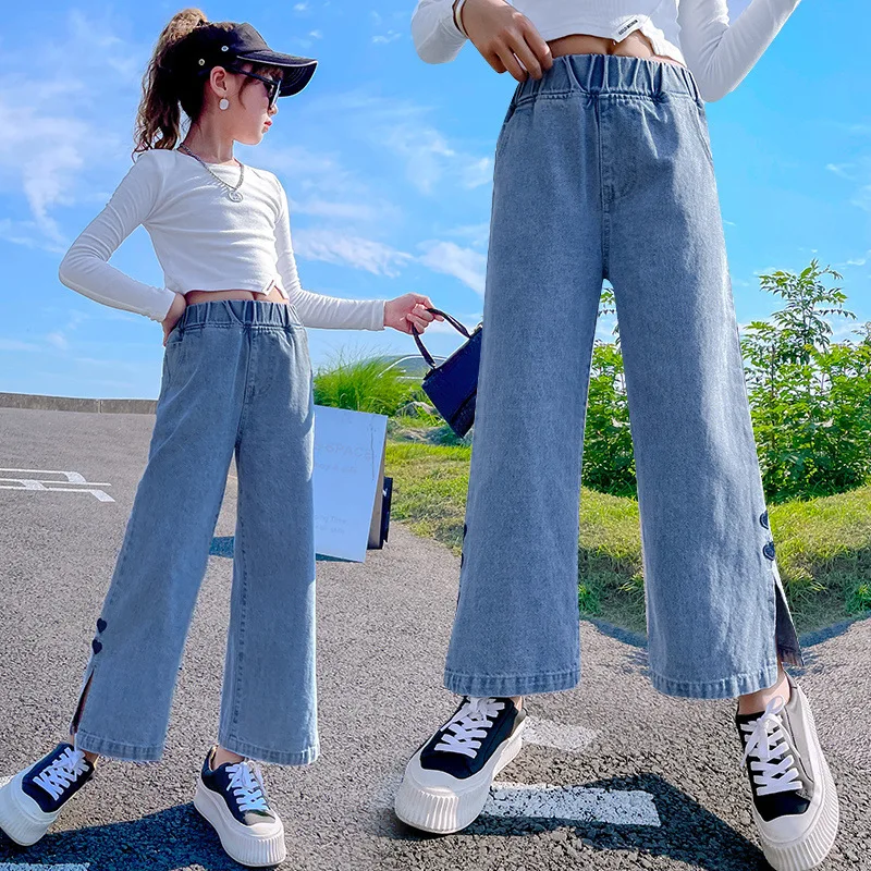 Children's Jeans Pant Autumn New Kids Clothes Loose Girls Wide-leg Pants Blue Teens Casual Trousers Clothes for Girls 12 13 14 Y 
Children's Jeans Pant Autumn New Kids Clothes Loose Girls Wide-leg Pants Blue Teens Casual Trousers Clothes for Girls 12 13 14 Y