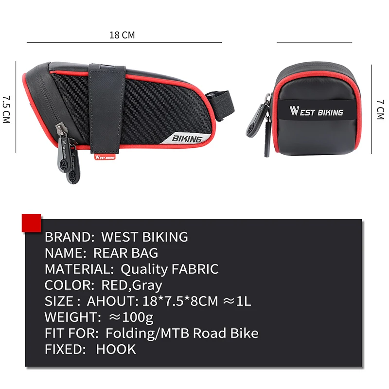 WEST BIKING Bike Bags Bicycle Bag Rear Saddle Waterproof Saddle Rack Back Rear Under Seat Storage Bag Cycling Accessories
WEST BIKING Bike Bags Bicycle Bag Rear Saddle Waterproof Saddle Rack Back Rear Under Seat Storage Bag Cycling Accessories