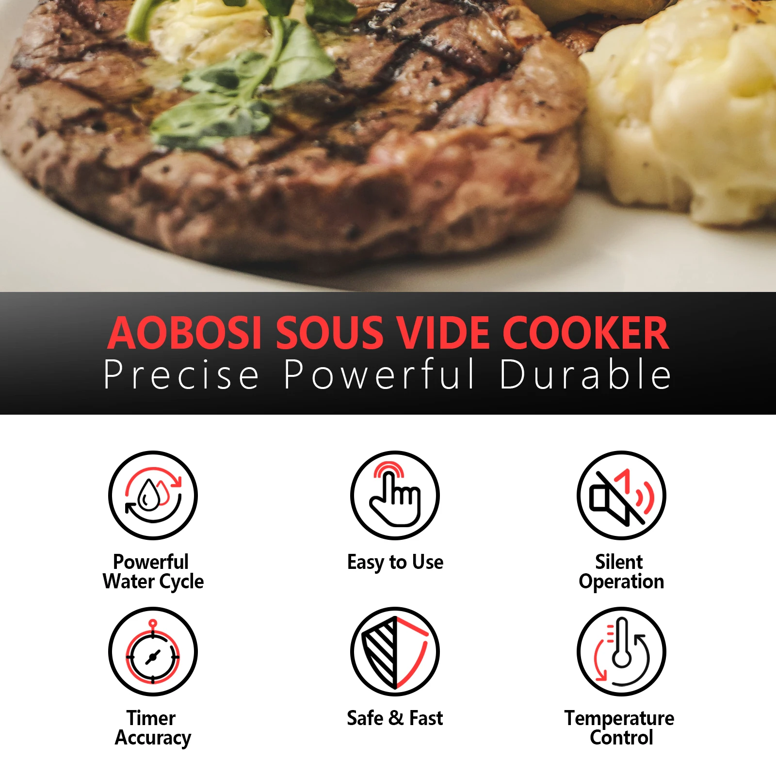 Aobosi Precision Cooker Sous Vide Cooking Machine WIFI Model 800W For Steaks Egg Cooking
Aobosi Precision Cooker Sous Vide Cooking Machine WIFI Model 800W For Steaks Egg Cooking