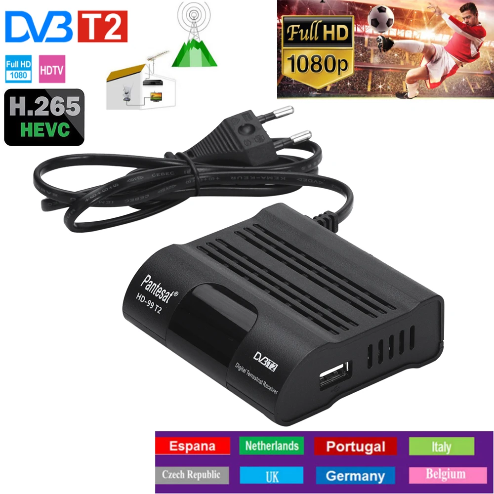 DVB HD-99 T2 Бесплатная цифровой ТВ Box 1080P с кабельным ресивером DVBT2 тюнер Dvb приемник