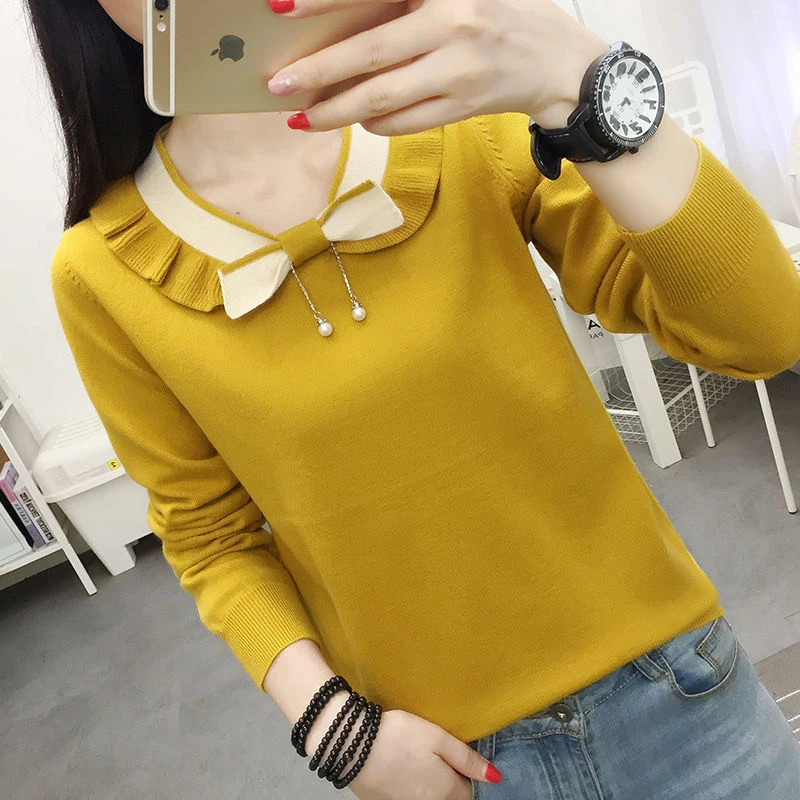 Autumn Spring Style Women Knitted Pullover Tops Lady Casual Peter Pan Collar Knitted Pullover Sweater ZZ0973
Autumn Spring Style Women Knitted Pullover Tops Lady Casual Peter Pan Collar Knitted Pullover Sweater ZZ0973