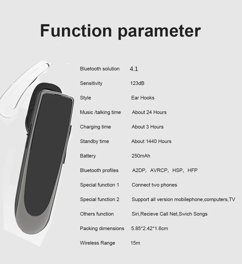Wireless Bluetooth headset has long standby times suitable for Android Apple mobile phone ear hanging business driving headset
Wireless Bluetooth headset has long standby times suitable for Android Apple mobile phone ear hanging business driving headset