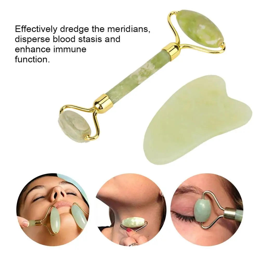 2pcs/set Double Head Natural Jade Stone Roller Guasha Board Massage Anti Wrinkle Anti-aging Acupuncture SPA Therapy Gua Sha Tool
2pcs/set Double Head Natural Jade Stone Roller Guasha Board Massage Anti Wrinkle Anti-aging Acupuncture SPA Therapy Gua Sha Tool