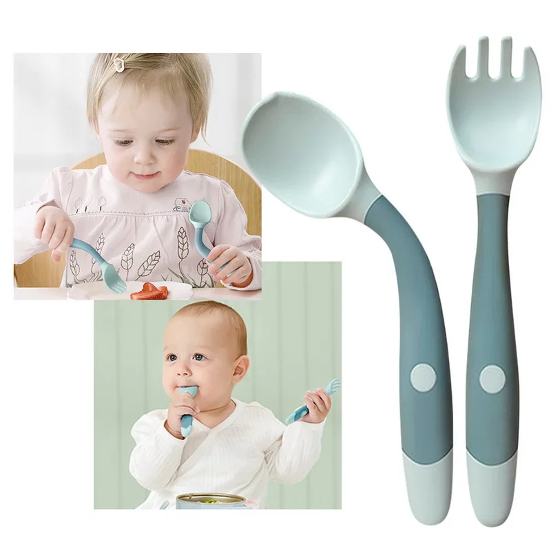 Silicone Spoon for Baby Utensils Set Auxiliary Food Toddler Learn To Eat Training Bendable Soft Fork Infant Children Tableware 
Silicone Spoon for Baby Utensils Set Auxiliary Food Toddler Learn To Eat Training Bendable Soft Fork Infant Children Tableware