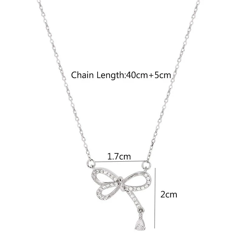 925 Sterling Silver Bowknot Necklaces For Women Micro Pave Zircon Necklace collares dz154
925 Sterling Silver Bowknot Necklaces For Women Micro Pave Zircon Necklace collares dz154