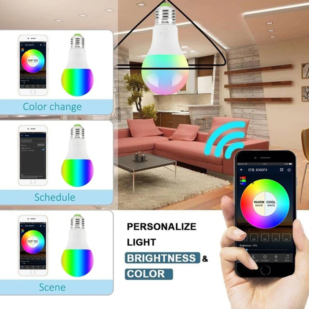 E27 Smart Lamp 9W/10W WIFI LED Light Bulb Smart Life RGB Bluetooth Smart Home House Bulb Compatible Alexa Google Home Assistant
E27 Smart Lamp 9W/10W WIFI LED Light Bulb Smart Life RGB Bluetooth Smart Home House Bulb Compatible Alexa Google Home Assistant