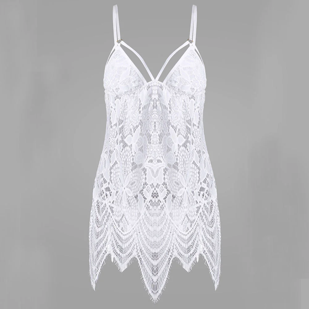 Женская кружевная ночная рубашка с глубоким V-образным вырезом
Женская кружевная ночная рубашка с глубоким V-образным вырезом