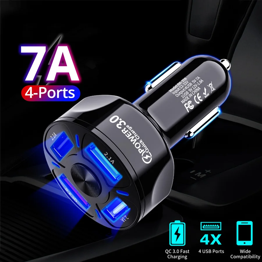 Автомобильное зарядное устройство SEYNLI 48 Вт, с 4 USB-портами, 7 А, быстрая зарядка для iPhone 11, Xiaomi, Huawei мобильный телефон
Автомобильное зарядное устройство SEYNLI 48 Вт, с 4 USB-портами, 7 А, быстрая зарядка для iPhone 11, Xiaomi, Huawei мобильный телефон