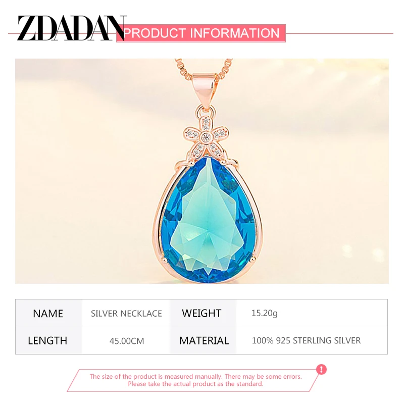 ZDADAN 925 Sterling Silver Sapphire Necklace For Women Fashion Jewelry Gift
ZDADAN 925 Sterling Silver Sapphire Necklace For Women Fashion Jewelry Gift