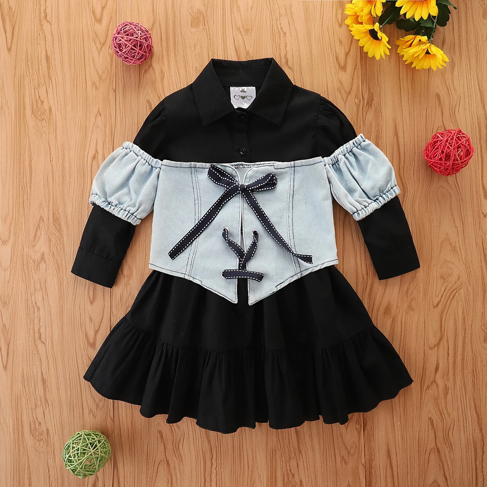 2Pcs Boutique Little Girls Clothes Solid Color Lapel Ruffles Long Sleeve Shirt Dress + Tie Up Denim Vest Set Kids Autumn Outfit
2Pcs Boutique Little Girls Clothes Solid Color Lapel Ruffles Long Sleeve Shirt Dress + Tie Up Denim Vest Set Kids Autumn Outfit