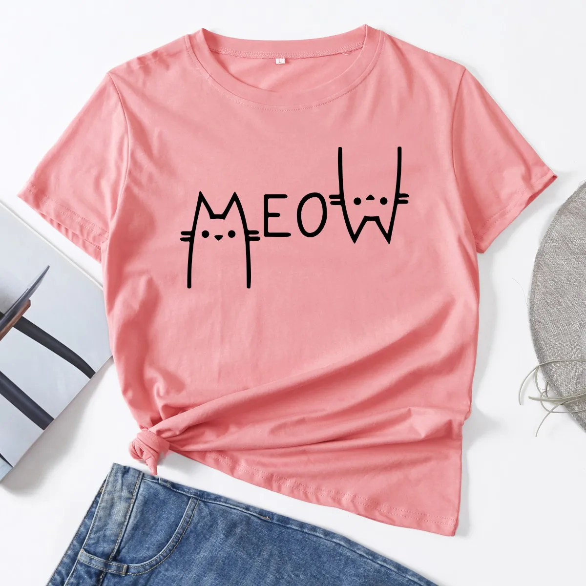 Meow Cat Lover Kitty Kitten Woman T-Shirt Short Sleeve T-Shirts Summer Tops for Women Cotton Graphic Tee Female Shirt Clothes
Meow Cat Lover Kitty Kitten Woman T-Shirt Short Sleeve T-Shirts Summer Tops for Women Cotton Graphic Tee Female Shirt Clothes
