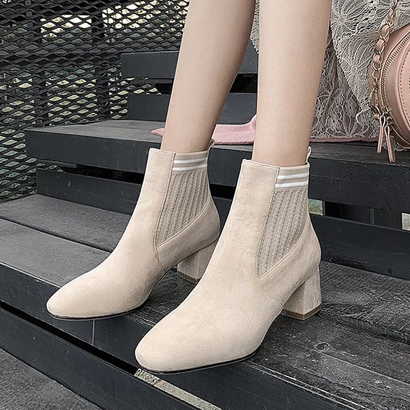 women sock boots 2021 nubuck flock patchwork striped knitted chelsea booties elastic stretch fabric slip-on thick high heels
women sock boots 2021 nubuck flock patchwork striped knitted chelsea booties elastic stretch fabric slip-on thick high heels