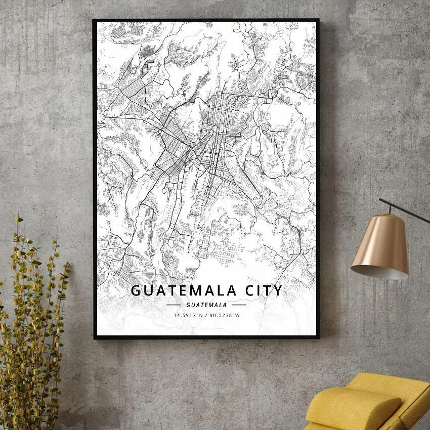Black and White Guatemala Clty Guatemala White Latitude Longitude Canvas Art Map Poster
Black and White Guatemala Clty Guatemala White Latitude Longitude Canvas Art Map Poster