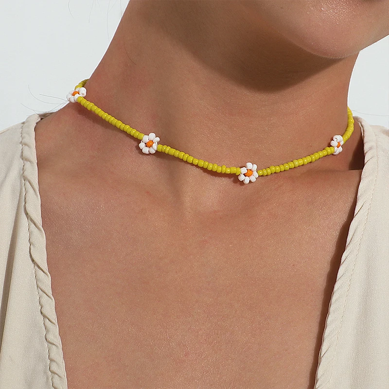 Statement Short Choker Necklace for Women New Korea Lovely Daisy Flowers Colorful Beaded Charm Vacation Jewelry
Statement Short Choker Necklace for Women New Korea Lovely Daisy Flowers Colorful Beaded Charm Vacation Jewelry