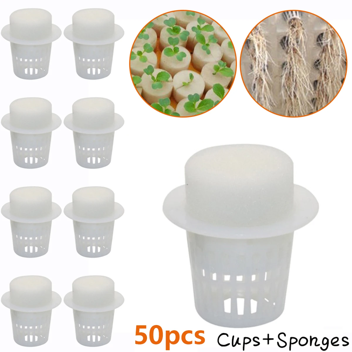 

Nursery Pots 50pcs Slotted Mesh Soilless Culture Vegetable Net Cups Basket Cylinders Sponge Garden Plant Hydroponic System